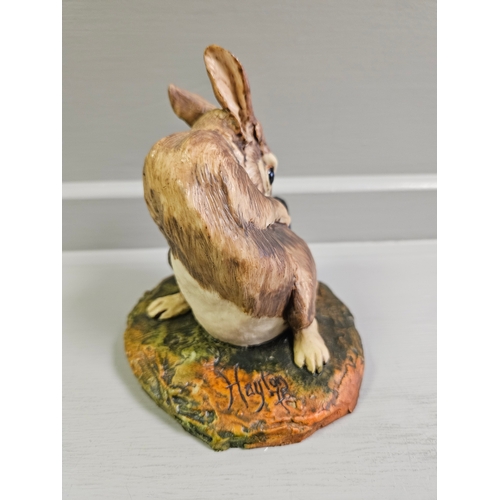 44 - Border Fine Arts 'Rabbit Scratching' 001A Limited Edition 81/500? By V Hayton On Wood Base