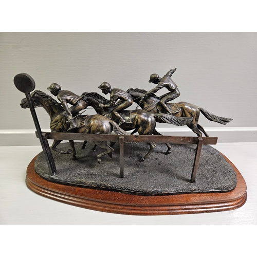 56 - Border Fine Arts Bronze 'Going For The Post' L83 Limited Edition AP3/350 By D Geenty  On Wood Base