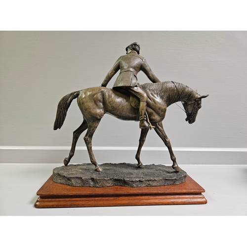 57 - Border Fine Arts Bronze 'Riding Out' Limited Edition 239/750 By D Geenty With Certificate On Wood Ba... 