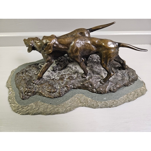 66 - Border Fine Arts Bronze 'English Pointers' L03C Limited Edition 52/500 By V Hayton On Slate Base