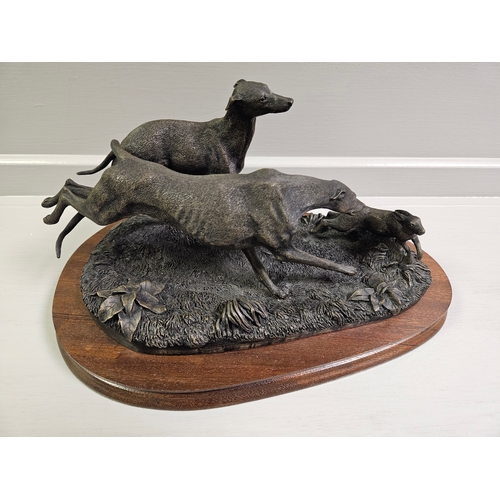 68 - Border Fine Arts Bronze 'Greyhounds Coursing' EW2 AP/250 On Wood Base