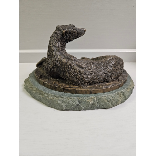 71 - Border Fine Arts Bronze 'Scottish Deer Hound' EW3 By E Waugh On Slate Base