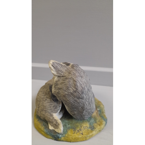 137 - Border Fine Arts 'Badgers' 003 By V Hayton Painted Cold Cast Bronze (One Off)