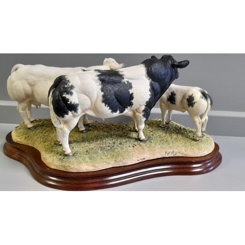 139 - Border Fine Arts 'Belgian Blue Family Group' B0771 By K Armstrong Limited  Edition 4/1250 On Wood Ba... 