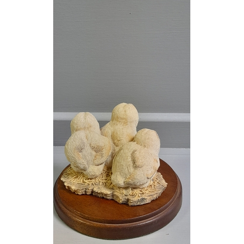 83C - Border Fine Arts 'Barn Owlets' (Three) 089 By R Ayres On Wood Base And The Barn Owl Family RB34 By R... 