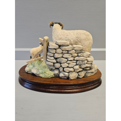 159 - Border Fine Arts 'Spring Lambing' JH6 By R Ayres On Wood Base