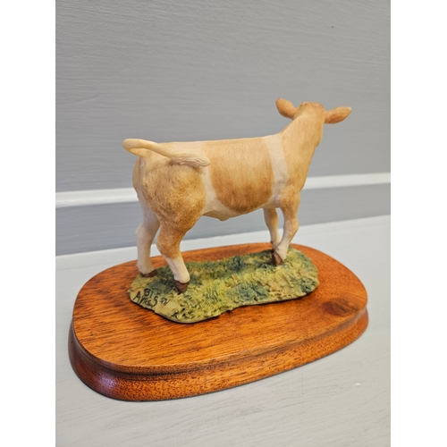 315 - Border Fine Arts 'Simmental Calf' 103 By R Ayres On Wood Base