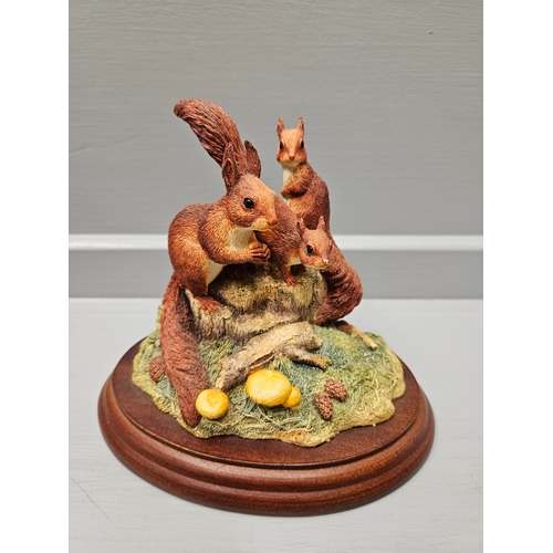 398 - Border Fine Arts 'Squirrel Family' B0224 By K Armstrong And 'Can We Be Friends' A8923 On Wood Bases ... 