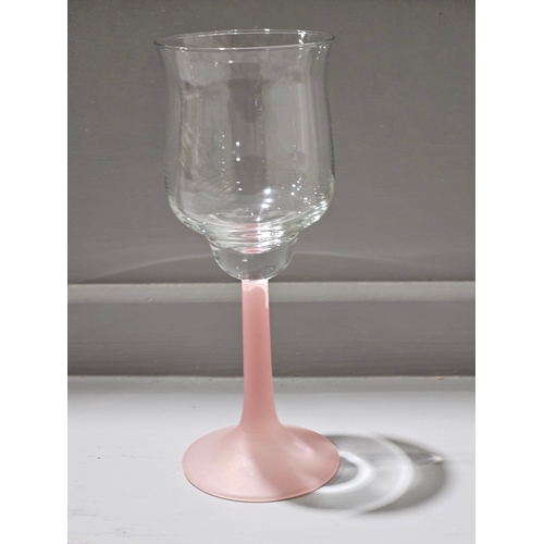 72 - 28 Pink Frosted Stem Glasses - Champagne,  Wine, Brandy Etc