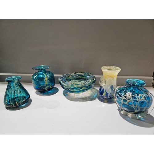 74 - 9 Assorted Mdina Glass Vases, Bottles Etc