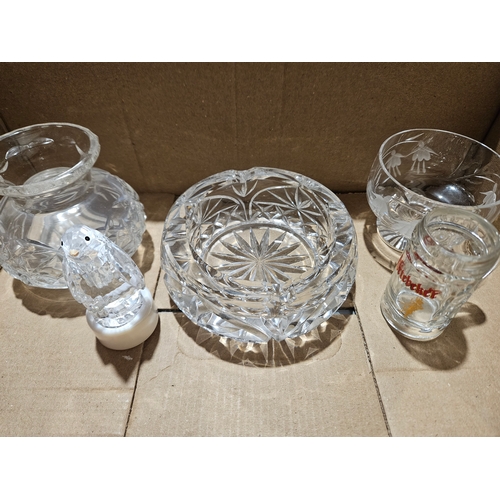 95 - Box Including  Cut Glass Jam Pots