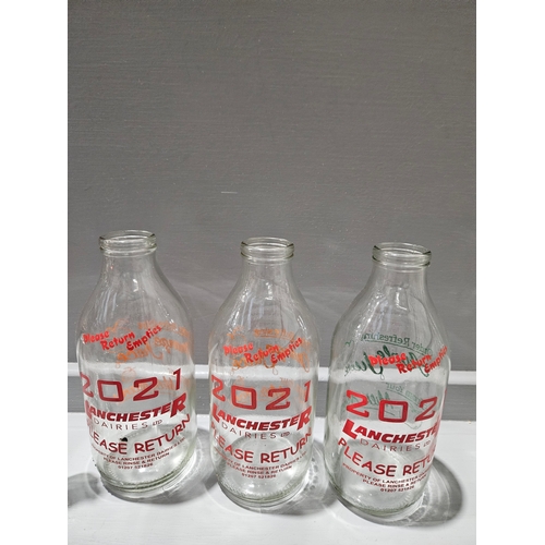 106 - Box Including 6 Glass Milk Bottles, Assorted Glasses Etc