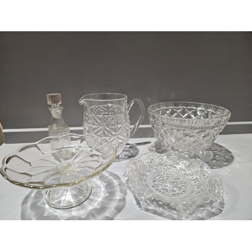 108 - Cut Glass Fruit Bowl, Water Jug, Plate, Dish Etc