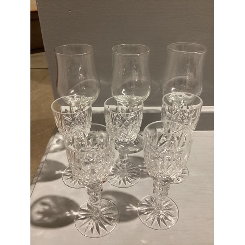 109 - Basket Including A Quantity Of Cut Glass Whisky Tumblers & Wine Glasses