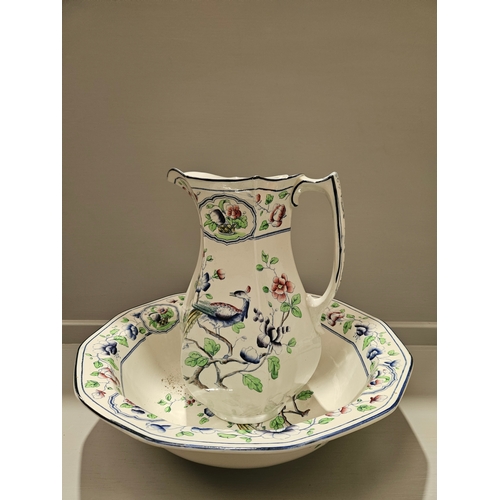 110 - Corona Ware Old Woodstock Toilet Bowl & Jug