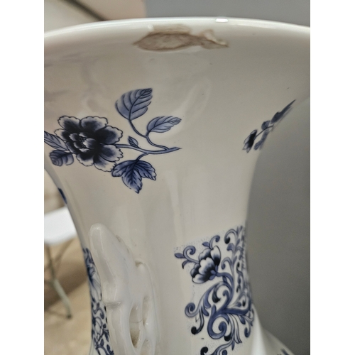 115 - 2 Large Blue & White Vases A/F