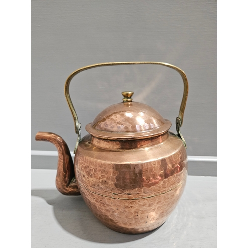 302 - Beaten Copper Teapot With Brass Handle