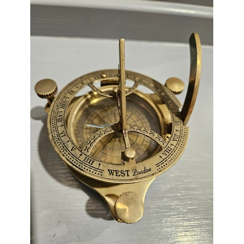 308 - Brass Compass In Wooden Box - West, London