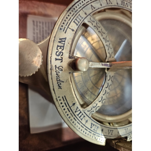 308 - Brass Compass In Wooden Box - West, London