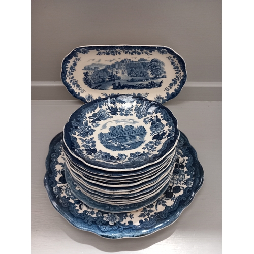 144 - Box Burleigh Ware Blue & White Dinnerware, Royal Worcester Plates Etc