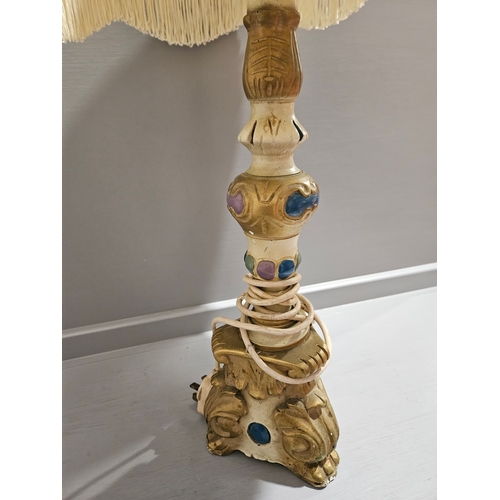 351 - Wooden Painted Gilt Lamp H84cm