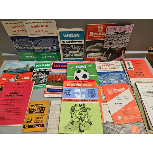 375 - Box Including Football Memorabilia, England International Programmes, Badges Etc