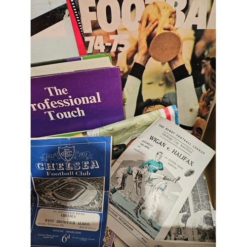 375 - Box Including Football Memorabilia, England International Programmes, Badges Etc