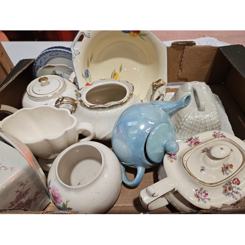 173 - Box Including Royal Worcester, Sadler & Other Teapots Etc