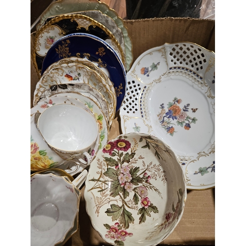 185 - Box Including Assorted China, Biscuit Barrel Etc