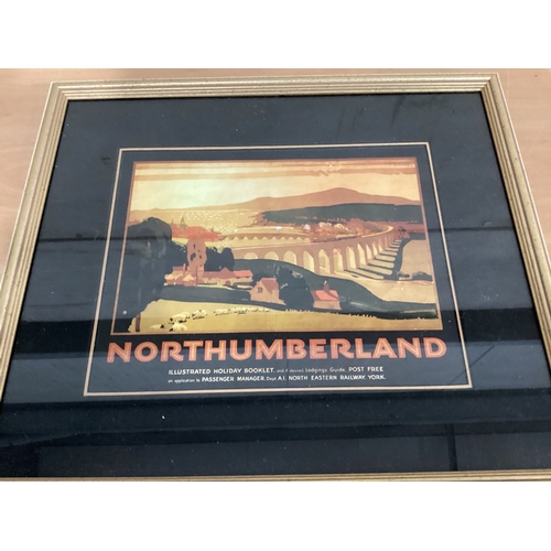 571 - Pine Wall Mirror, Map Of Northumberland In Pine Frame & Northumberland Illustrated Holiday Booklet P... 