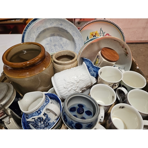 197 - Box Including Cream Jars, Mugs, Beer Stein, Plates Etc