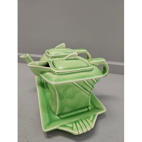 205 - Art Deco 3Pc Green Tea et &  11 Pc Shelley Tea Set