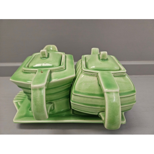 205 - Art Deco 3Pc Green Tea et &  11 Pc Shelley Tea Set