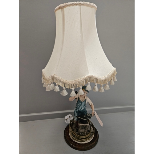 215 - 2 Capodimonte Boy/Girl & Blacksmith's Table Lamp