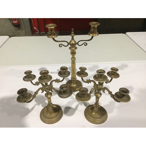 438 - 3 Brass Candelabras