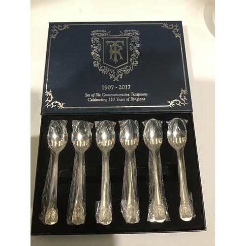 446 - Serving Trays, Candelabra, Ringtons Commemorative Tea Spoons Etc