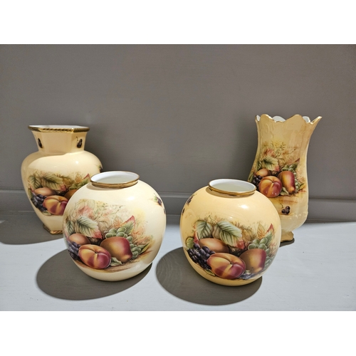 252 - 7Pcs Aynsley 'Orchard Gold' Vases Etc