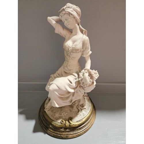 254 - 3 Capodimonte Figurines & 1 Other (On Wood Bases)