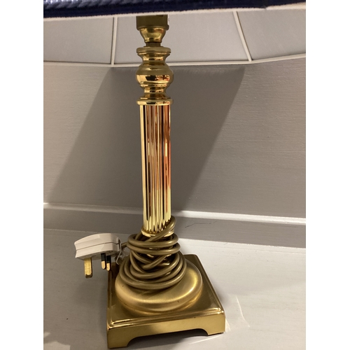 462 - Brass Column Lamp & Shade H61cm