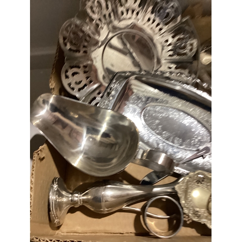 481 - Box Of Plated Dishes, Cutlery Etc