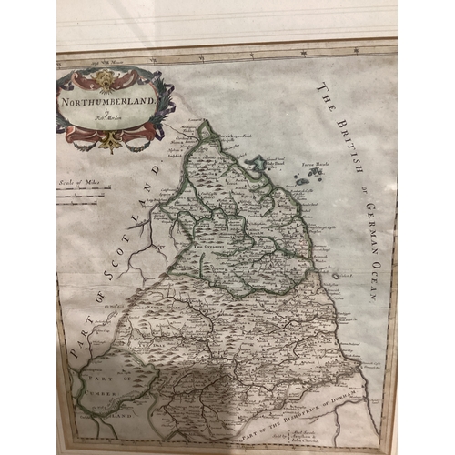 555 - Map Of Northumberland In Frame W56cm H62cm