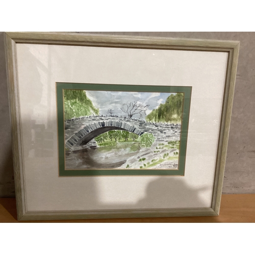 560 - Original Watercolour- River Derwent Bridge, Keswick 1997 By Joan Gallagher W41cm H35cm, Watercolour ... 