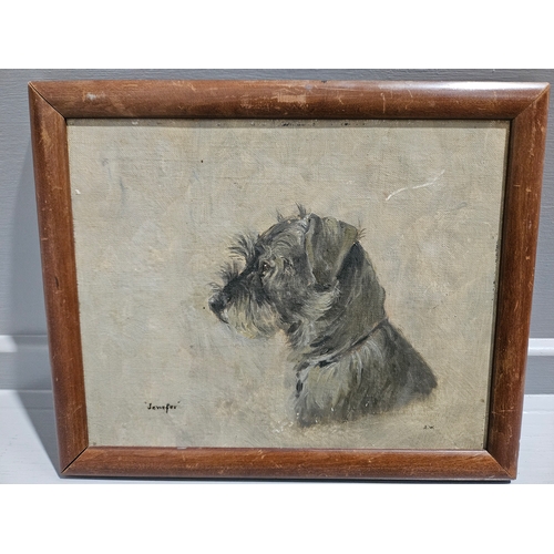 291 - 4 Silk Hand Engraved Fox Hound & Fox Pictures In Frames & Oil On Board - Terrier Signed