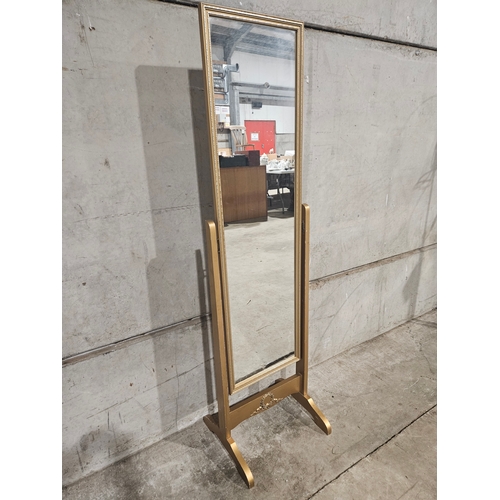 605 - Gilt Cheval Mirror H144cm