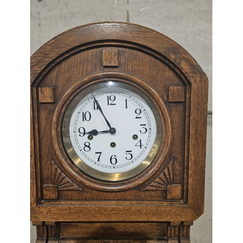 610 - Oak Dome Top Grandmother Longcase Clock H165cm W40cm D26cm