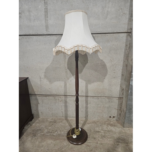 622 - Mahogany Standard Lamp & Shade H167cm