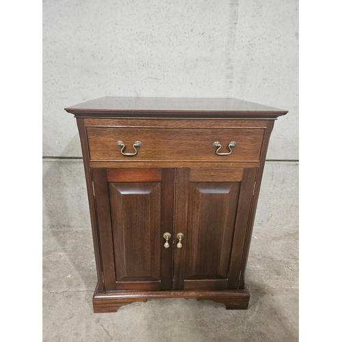 623 - Reproduction Mahogany Inlaid Music Cabinet H81cm W84cm D54cm