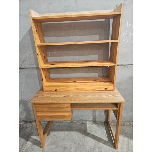 629 - Pine Desk H76cm W101cm D50cm & Pine Bookshelf H90cm W90cm D28cm