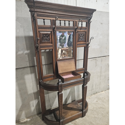 634 - Mahogany Hall Stand H190cm W110cm D30cm