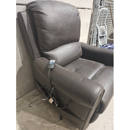 677 - Brown Leather Electric Recliner Chair